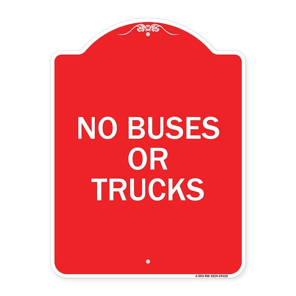 Signmission Designer Series Driveway No Buses or Trucks, Red & White Aluminum Sign, 18" x 24", RW-1824-24128 A-DES-RW-1824-24128 - main